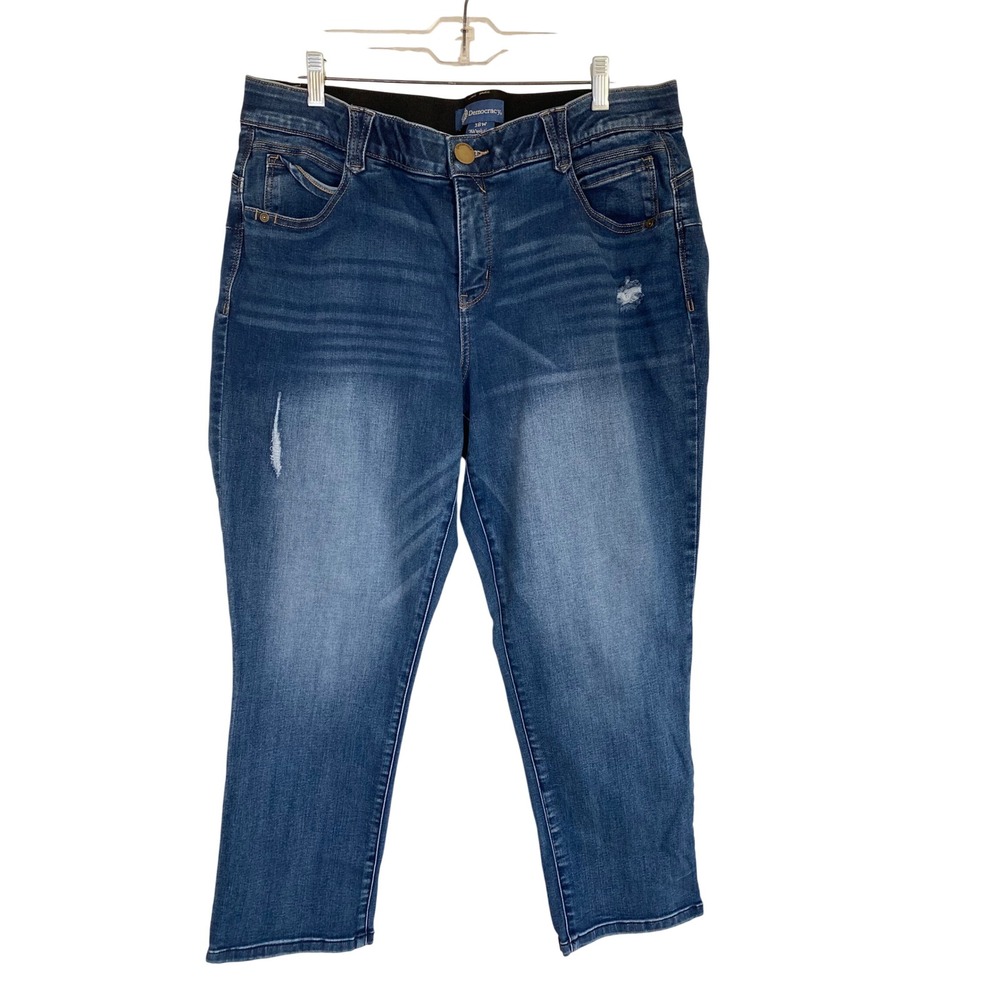 Democracy Ab solution Medium Wash Distressed Cropped Jeans 18W WKE1176CC